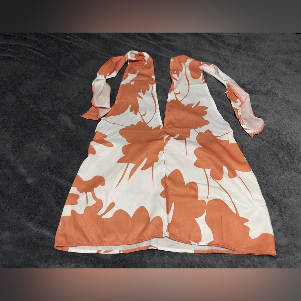 Elegant Floral Orange and White open back top